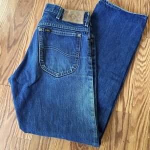Vintage 60s Lee Jeans high waist zipper fly medium dark wash 28” waist